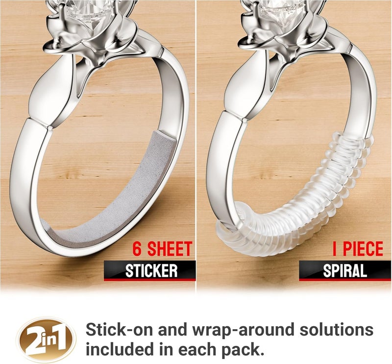Omilly Ring Sizers for Loose Rings, 144-Pack 16 Sizes 6 Sheets, Invisible Ring Guards & Size Adjusters for Men & Women (Transparent, Grey, Nude) - Image 5